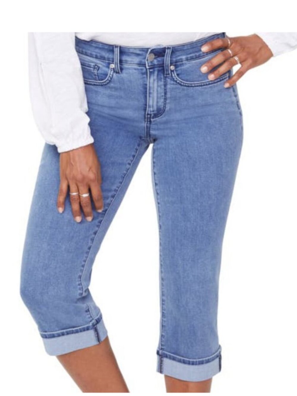 NYDJ Women's NWT Marilyn Straight Crop Cuff Jeans in "Delray" | Size 4 Petite - Picture 2 of 13